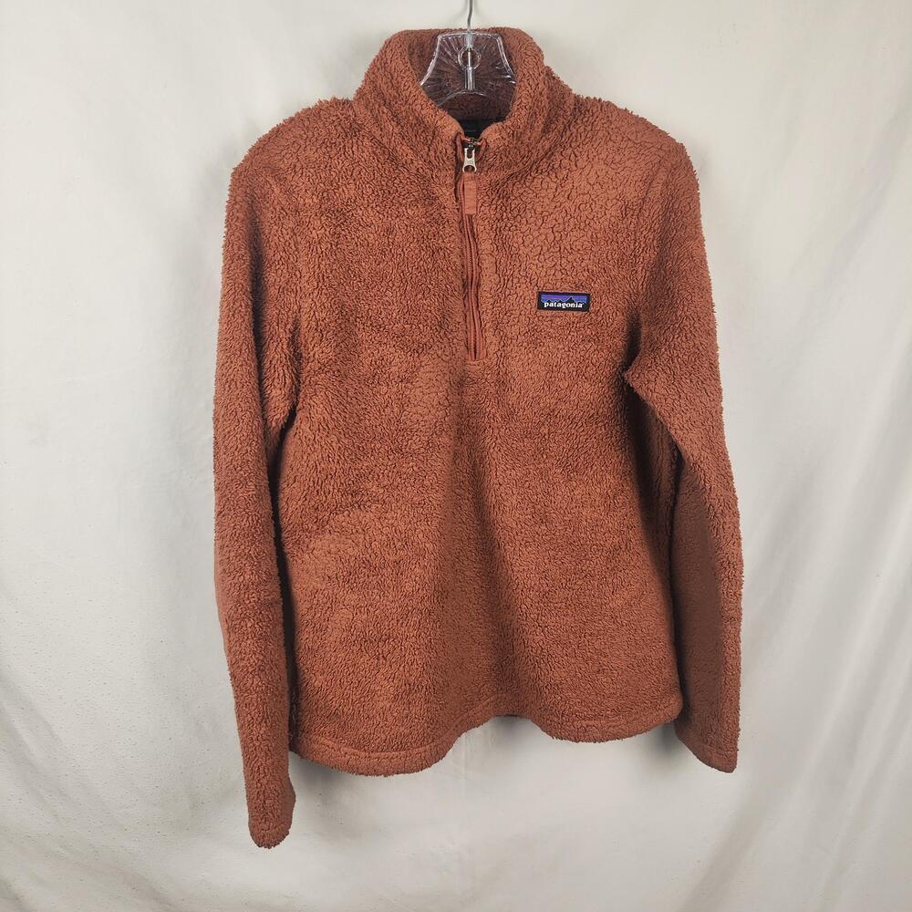 Patagonia Jacket Womens Medium Brown Sherpa Fleece 1/4 Zip Pullover Cozy